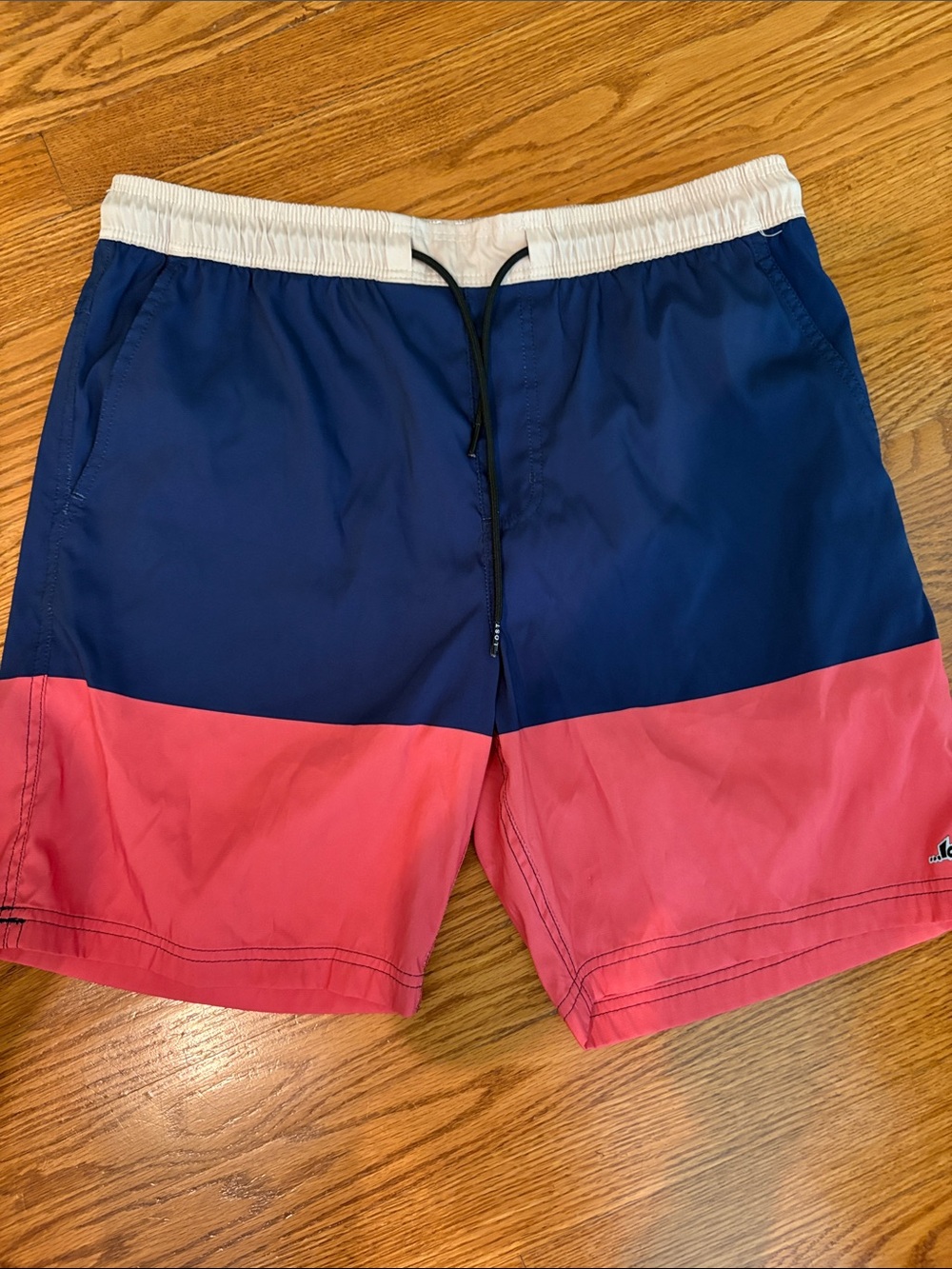 Lost Men's Navy and Coral Colorblock Swim Trunks